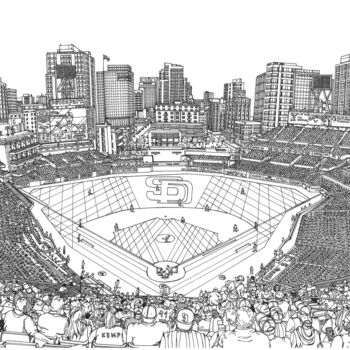 Рисунок под названием "San Diego Padres St…" - Lera Ryazanceva, Подлинное произведение искусства, Гелевая ручка