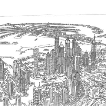 Drawing titled "Dubai" by Lera Ryazanceva, Original Artwork, Gel pen