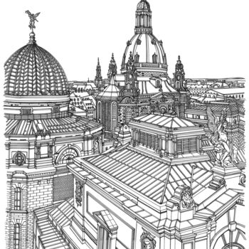 Drawing titled "Dresden" by Lera Ryazanceva, Original Artwork, Ink