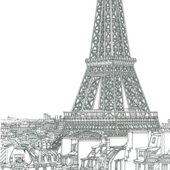 Desenho intitulada "Eiffel Tower Paris" por Lera Ryazanceva, Obras de arte originais, Tinta