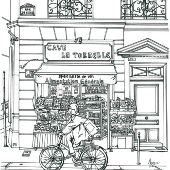 图画 标题为“Paris Bike” 由Lera Ryazanceva, 原创艺术品, 墨