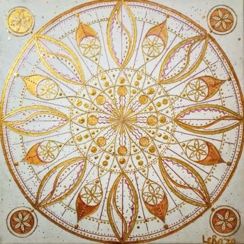 Peinture intitulée "Mandala gold" par Lera Gold, Œuvre d'art originale, Acrylique