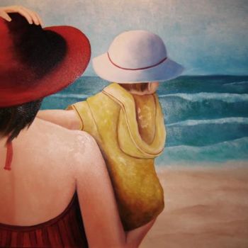 Peinture intitulée "On regarde la mer" par Leriche, Œuvre d'art originale, Autre