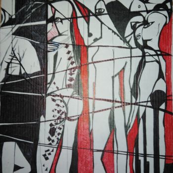 Schilderij getiteld "Сети социальные" door Naira, Origineel Kunstwerk, Inkt