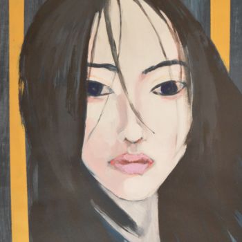 Peinture intitulée "VISAGE FEMME B" par Jean-Michel Leroux, Œuvre d'art originale, Acrylique Monté sur Verre