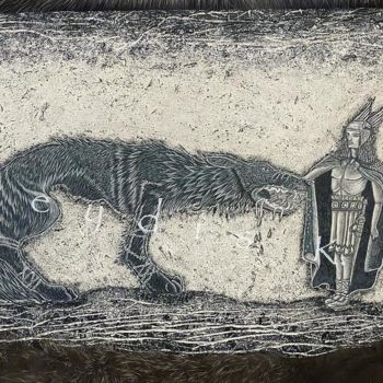 Peinture intitulée "Fenrir & Tyr Mythol…" par Kimberley Lanin, Œuvre d'art originale, Acrylique