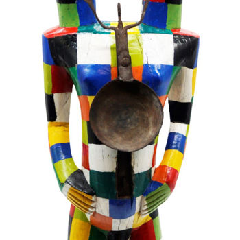 Sculpture titled "Les inséparables" by Les Jumeaux Ouattara, Original Artwork, Wood