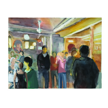 Pintura intitulada "bar-a.jpg" por Andrée, Obras de arte originais, Aquarela