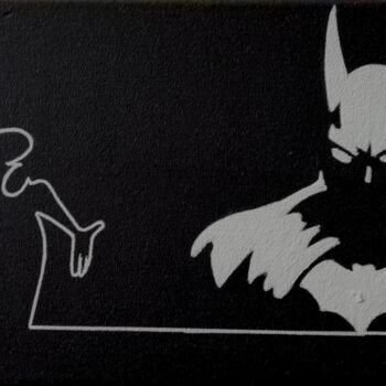 Pintura titulada "La linéa & Batman" por Les Pinceaux De Marie, Obra de arte original, Acrílico Montado en Bastidor de camil…