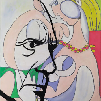 Painting titled "Picasso Nu au colli…" by Raymond (Herka) Koelblen, Original Artwork, Acrylic
