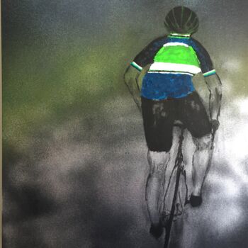 Painting titled "Cycliste" by Lesbats, Original Artwork, Acrylic