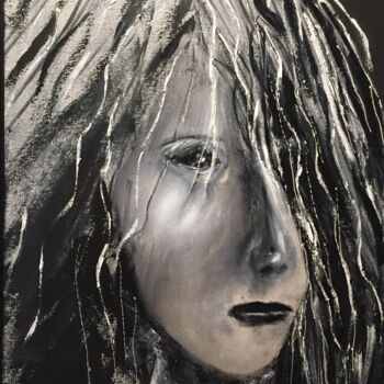 Painting titled "Tristesse" by Lesbats, Original Artwork, Acrylic Mounted on Wood Stretcher frame