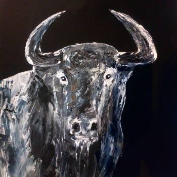 Pintura intitulada "Face au taureau" por Les Couleurs De Claire, Obras de arte originais, Acrílico