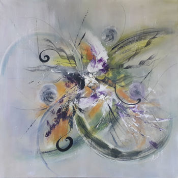 Painting titled "Eclosion" by Muriel Benech (Muriel'B), Original Artwork, Acrylic Mounted on Wood Stretcher frame