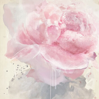 Peinture intitulée ""Roses for dessert"" par Lesia Danilina, Œuvre d'art originale, Acrylique Monté sur Châssis en bois