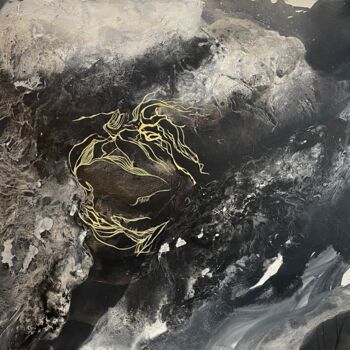 Ζωγραφική με τίτλο "Your moon" από Lesia Danilina, Αυθεντικά έργα τέχνης, Ακρυλικό Τοποθετήθηκε στο Ξύλινο φορείο σκελετό