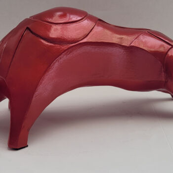"Taureau rouge" başlıklı Heykel Raymonde Koelblen/Pitoizel (PitRe) tarafından, Orijinal sanat, Terracotta