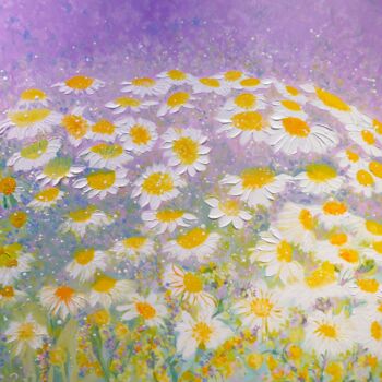 Картина под названием "Daisy Meadow 2024" - Lesley Blackburn, Подлинное произведение искусства, Масло Установлен на Деревянн…