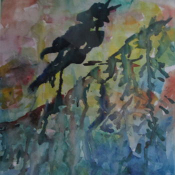 Peinture intitulée "Crow Hill" par Lesley Braren, Œuvre d'art originale, Aquarelle