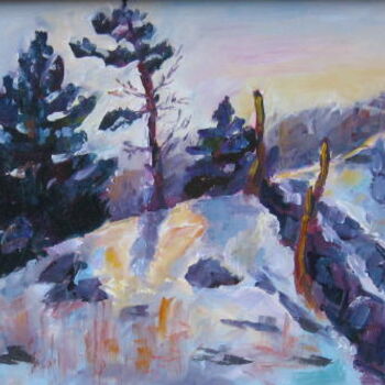 Painting titled "Winter Glow" by Lesley Braren, Original Artwork, Oil