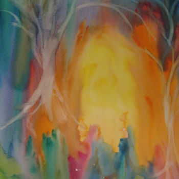 Peinture intitulée "Ghost Fire" par Lesley Braren, Œuvre d'art originale, Aquarelle
