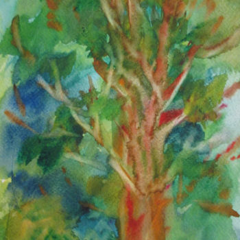 Painting titled "Light Branches" by Lesley Braren, Original Artwork, Watercolor