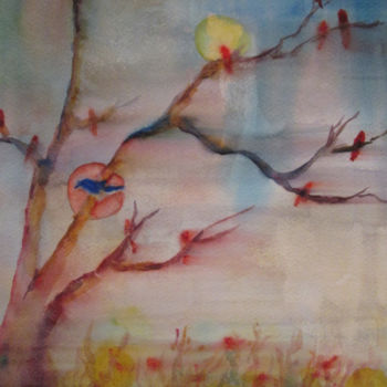 Painting titled "Through the Tree" by Lesley Braren, Original Artwork, Watercolor