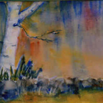 Painting titled "Birch tree" by Lesley Braren, Original Artwork, Watercolor