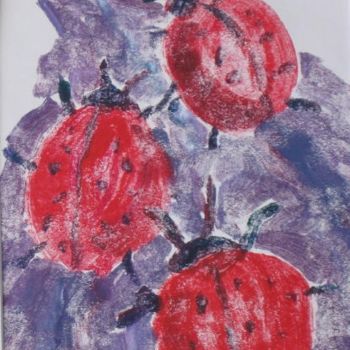 Printmaking titled "Ladybug March Ghost…" by Lesley Braren, Original Artwork, Monotype