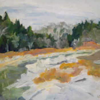 Painting titled "Shore Ice" by Lesley Braren, Original Artwork, Oil