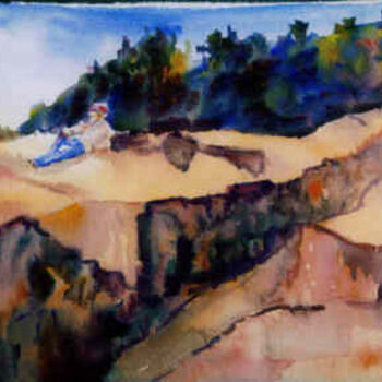 Ζωγραφική με τίτλο "Acadia Rocks" από Lesley Braren, Αυθεντικά έργα τέχνης, Ακουαρέλα
