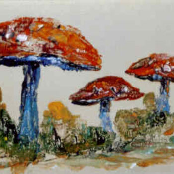 Printmaking titled "Mushrooms" by Lesley Braren, Original Artwork, Monotype