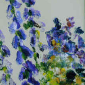 Printmaking titled "Purple Flowers" by Lesley Braren, Original Artwork, Monotype