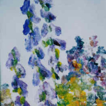 「Purple Flowers Ghost」というタイトルの製版 Lesley Brarenによって, オリジナルのアートワーク, モノタイプ