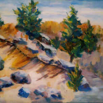 Painting titled "Beach Path" by Lesley Braren, Original Artwork, Oil