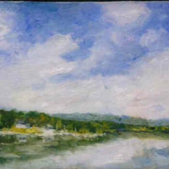 Painting titled "Marina Across the R…" by Lesley Braren, Original Artwork, Oil