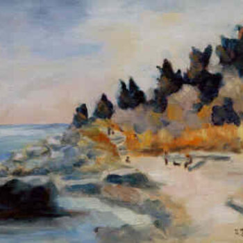 Painting titled "Meig's Point Beach" by Lesley Braren, Original Artwork, Oil