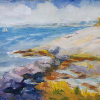 Painting titled "Outer Island Sails" by Lesley Braren, Original Artwork, Oil