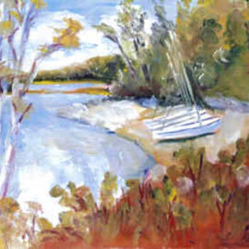 Pintura intitulada "End of Season Sails" por Lesley Braren, Obras de arte originais, Óleo