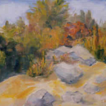 「Shore Rocks」というタイトルの絵画 Lesley Brarenによって, オリジナルのアートワーク, オイル