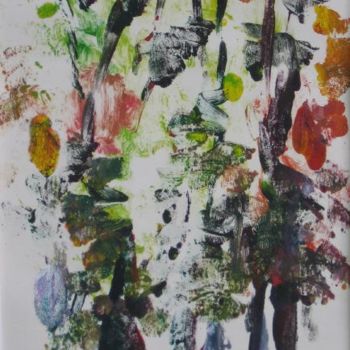 Printmaking titled "Fall Abstract" by Lesley Braren, Original Artwork, Monotype