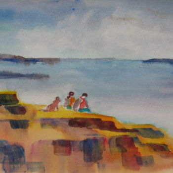 Painting titled "On the Rocks" by Lesley Braren, Original Artwork, Watercolor