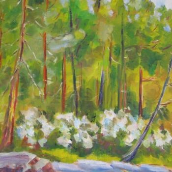 Pintura intitulada "Mountain Laurel Riv…" por Lesley Braren, Obras de arte originais, Óleo