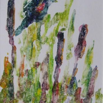 Отпечатки и Гравюры под названием "Bird Cat ghost" - Lesley Braren, Подлинное произведение искусства, Монотип
