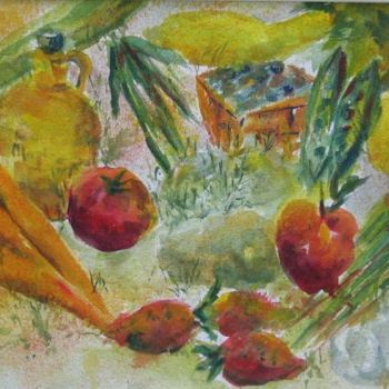 Pintura intitulada "Grown Locally" por Lesley Braren, Obras de arte originais, Aquarela