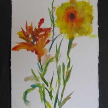 Painting titled "Tall Flowers I" by Lesley Braren, Original Artwork