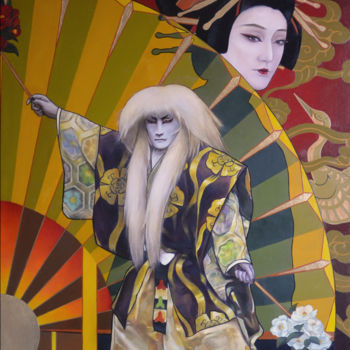 Pintura titulada "Lion dance. Kabuki." por Nataliya Lesnykh, Obra de arte original, Oleo