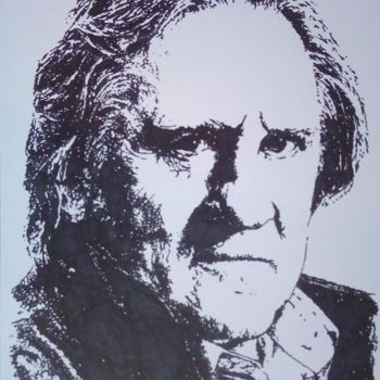 Drawing titled "Gerard Depardieu" by Mag Et Stef Gransagne (Mag et Stef - Les Quatre Mains), Original Artwork, Marker