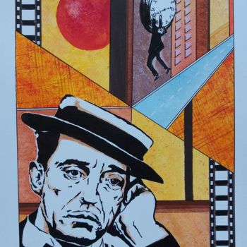 Pintura titulada "Buster Keaton" por Mag Et Stef Gransagne (Mag et Stef - Les Quatre Mains), Obra de arte original, Acrílico