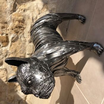 Sculpture titled "Gaston le bouledogu…" by Al, Original Artwork, Metals